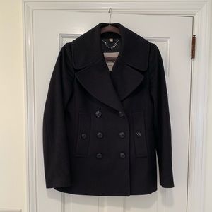 BURBERRY PEACOAT BLACK WOMENS SZ 38 WOOL/CASHMERE